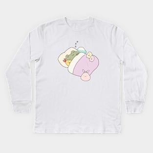 Sleepy frog with friends Kids Long Sleeve T-Shirt